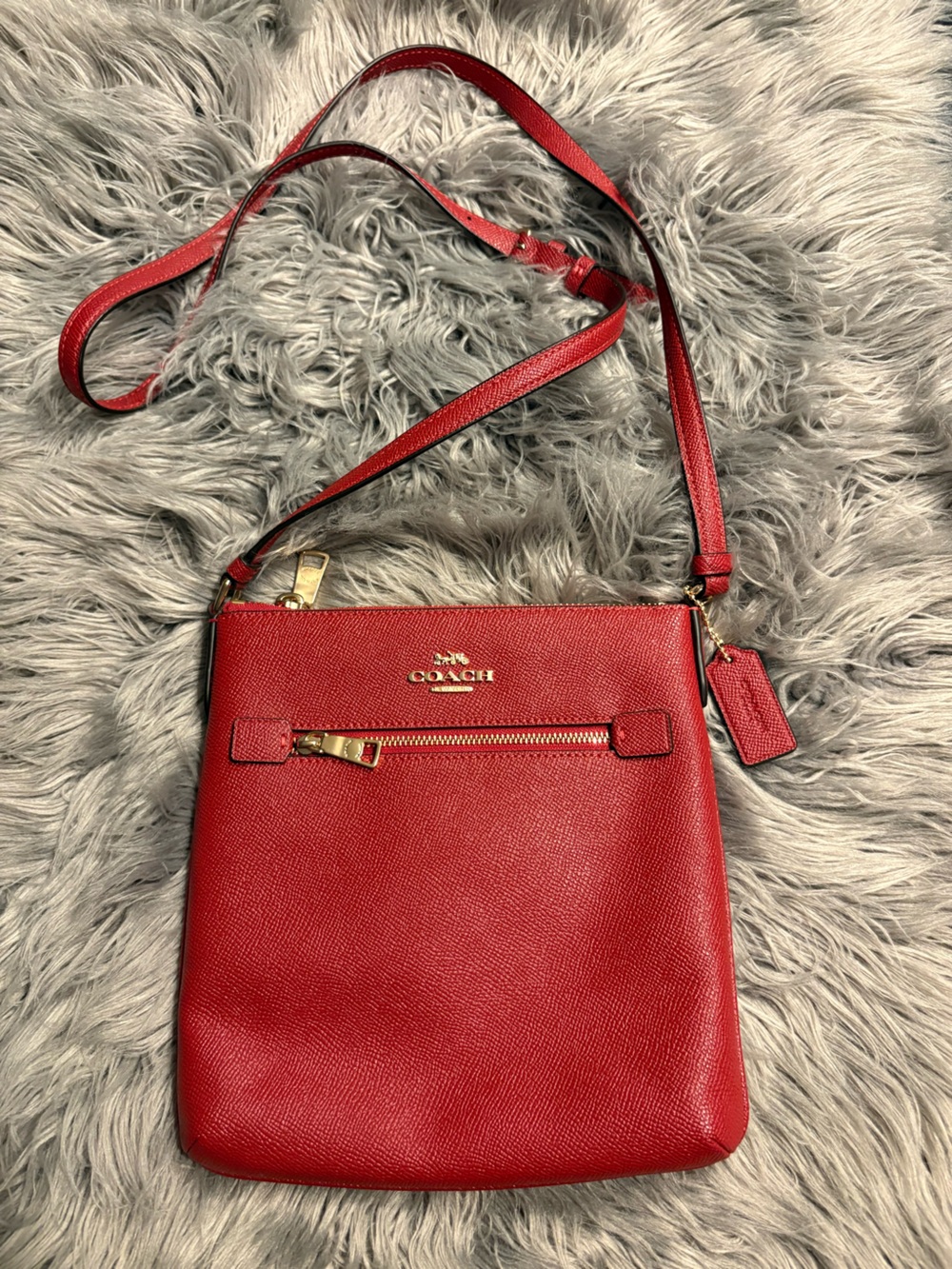 Coach Red Leather Crossbody with Gold Hardware